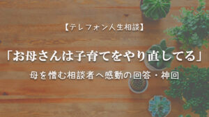 TEL相談・「お母さんは子育てをやり直してる」母を憎む相談者へ感動の回答・神回
